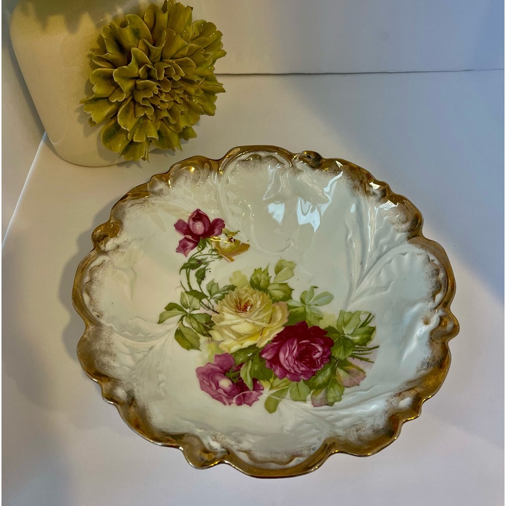 Vintage Porcelain Bowl - Gold Rimmed